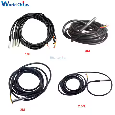 1M/2M/2.5M/3M DS18B20 Stainless Steel Package Waterproof DS18b20 Temperature Probe Temperature Senso
