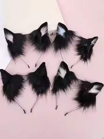 1 PC Black Cat Ear Headband Cos Simulation Three-Dimensional Animal Ears Lolita Cute Plush Ears Girl