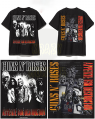 Guns N Roses เสื้อยืดคอกลมแขนสั้นพิมพ์ลาย