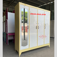 Tủ sắt treo áo quần 4 cánh lớn màu kem 1m6x1m8 cho cả nhà