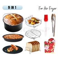 6inch/7inch 9-in-1 Set Universal Air Fryer Accessories Skewer Rack Rusell BBQ Grill Pizza Tray Bakin
