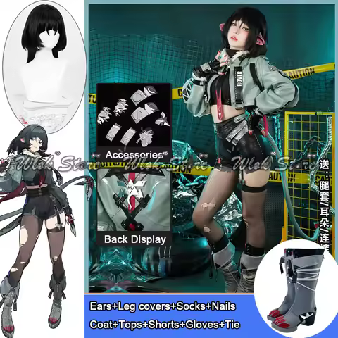 Zenless Zone Zero Jane Doe Cosplay Outfit Wig ZZZ Jane Doe Jacket Tail Ears Halloween Party Carnival