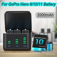 For GoPro Hero 9 10 11 2000 mAh Baery 3 Ways Fast Charger Box For Hero 10 For GoPro Action Camera essories