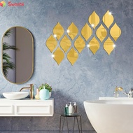 Waterproof DIY Mirror Wall Sticker for Background Decoration (Silver/Gold 12PCS)