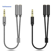 FM_3.5mm 1 Male to 2 Female Ports Headphone Microphone Audio Cable Adapter Splitter