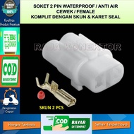 2 PIN FEMALE WATERPROOF SOCKET COMPLETE SKUN - 2 PIN SOCKET - 2 PIN SOCKET - 2 PIN HEAT RESISTANT SO