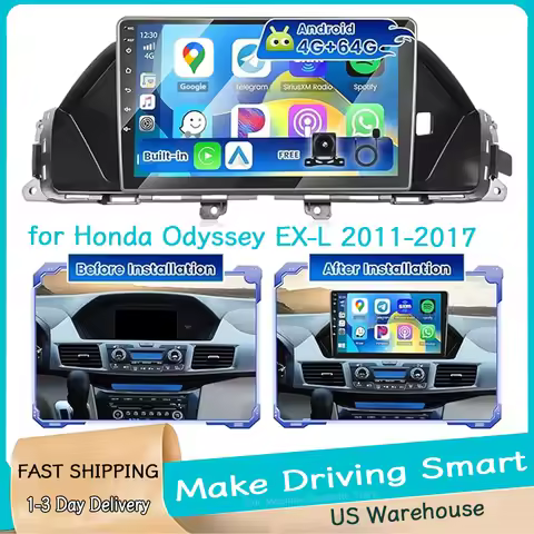 4Core 4+64G 9''Car Stereo Radio Multimedia Video Player GPS for Honda Odyssey EX-L 2011-2017 Android