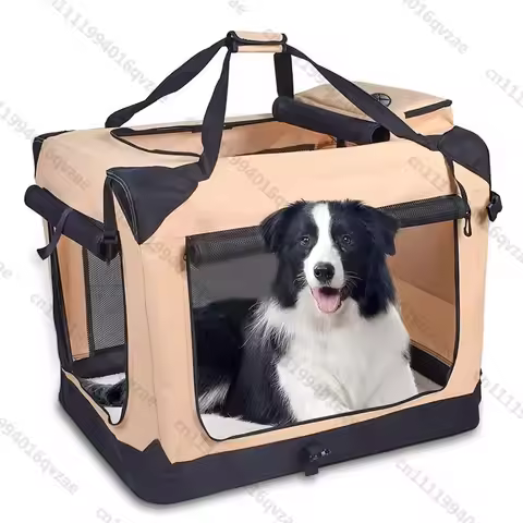 Dog Crate Outdoor Mesh Strap Portable Camping Cage Foldable Cat Bag