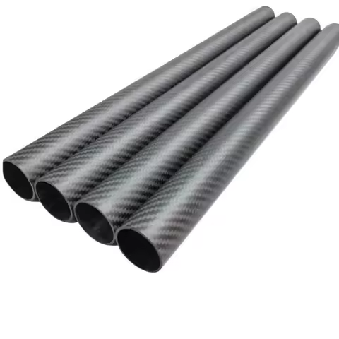 2Pcs Length 500mm Carbon Fibre Pipe 3K Carbon Fiber circular Tube Light weight Corrosion Resistant O