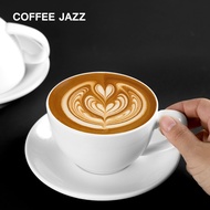 COFFEE JAZJ COFFEE Cup Set Italian Latte Latte Cup Embossed Cup Ceramic European Cup Saucer 300ml