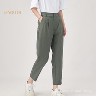 Eyouth 10167 Minimalist Tapered Pants | High Waist Pleated Casual Trousers