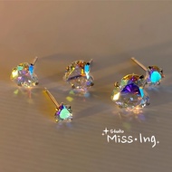 S999 Silver Earring Dazzling Heart Ear Studs Zirconia Hypoallergenic Chic Stud Earring