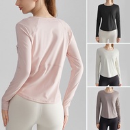 Women’s Long-Sleeve Yoga Tops, Breathable Loose Sports Shirts, Quick-Drying Workout Gym Fitness Spor
