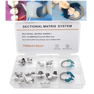 102pcs/set Dental Matrix Bands Sectional Contoured System Metal Matrices Matrix Clamp Nickel Titaniu
