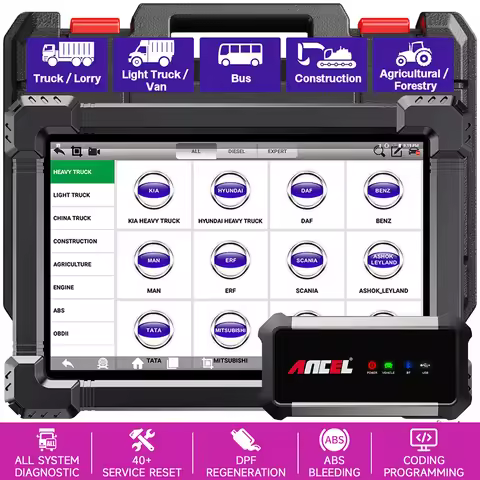 Full System 24V/12V OBD2 Truck Scanner Heavy Duty Truck Diagnostic Tool TPMS DPF Regen ANCEL X7 HD A