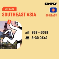 SIMPLY South East Asia | Malaysia + Indonesia + Thailand | 5-30 Days | 3GB/5GB/10GB/30GB Data SIM Ca