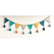 Fabric Flag Banner, Party Garland, Linen Bunting Flags, Pennant Bunting Banner