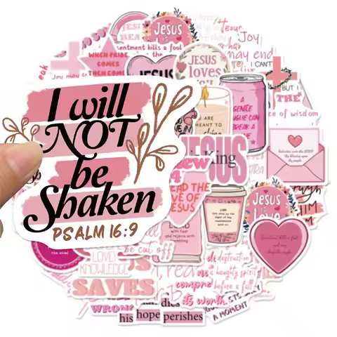 50PCS Pink Bible Verse Stickers Christian Faith Inspirational Religious Decals for Laptop Water Bott