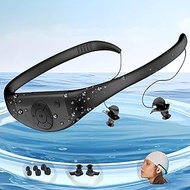 Waterproof Mp3 Player for Swimming, Tayogo Waterproof MP3 Player, 8GB IPX8 Magnetic Charging Swimming Headset, MP3/FM Mode, Music Player for Swimming - Black