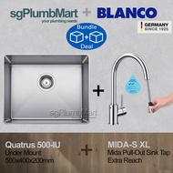 [Blanco Bundle] Blanco Quatrus 500-IU Stainless Steel Kitchen Sink + Blanco Sink Mixer (Mida-S XL / Mila-S)