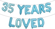 35 Years Loved Balloon Banner, Multicolor Glitter Garlands for 35th Birthday/Wedding Anniversary Par