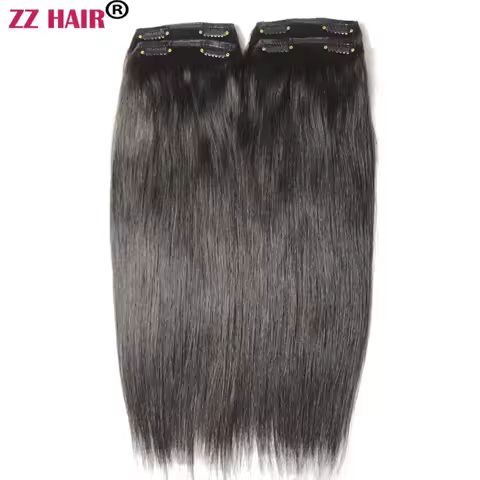 ZZHAIR Clips-in 100% Human Remy Hair Extensions 16"-28" Four Pieces 4pcs Set 100g-200g 4x10cmNatural