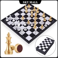 Folding Magnetic International Chess Set 32 Gold Silver Portable Chess Pieces Medieval Chess Board