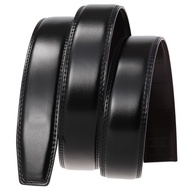 (110 - 125cm) No Buckle Genuine Leather Belt Automatic Ratchet Belt 3.5cm width