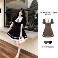 S-4XL EVIOVIO White Lace Collar Dress Korean Style Back Zipper Conceal Your Figure For Going Out To 