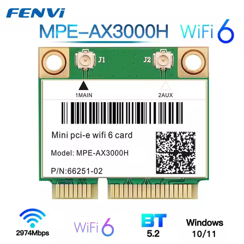 2974Mbps WiFi6 MPE-AX3000H Mini PCI-E Adapter Wireless For Bluetooth 5.2 Wifi Card 802.11ax 2.4G/5G/