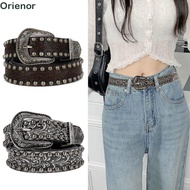 Round Rivet Belt, Y2K Harajuku Carved Waist Strap, Women Man Vintage Chic Jeans Belts