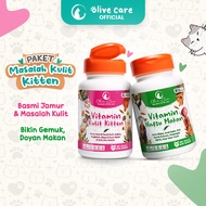 Olive Care Paket Vitamin Kucing GEMBUL & MASALAH KULIT KITTEN Nafsu Makan Jamur Kutu & Scabies