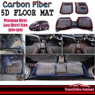 (NEW CARBON ) PERODUA MYVI LAGI BEST ICON 2011-2017 5D Car Carpet Customized fit Car Floor Mat