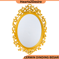 WALL MIRROR CERMIN DINDING BESAR LARGE WALL BEDROOM LIVING ROOM HANGING MIRROR  GOLDEN FLORAL DESIGN VINTAGE HOME DECOR