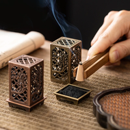 Alloy Censer Incense Holder Square Vertical Incense Burner Indoor Aromatherapy Home Ornament Chinese