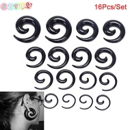 JKTH 16Pcs/Set Spiral Taper Flesh Tunnel Ear Stretcher Expander Stretching Plug Snail