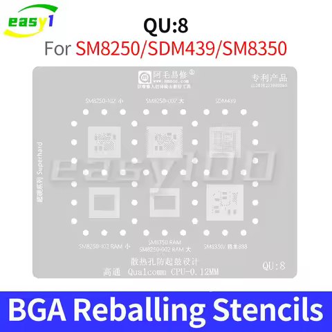 Amaoe BGA Reballing Stencil QU8 For SM8250/SDM439/SM8350/Qualcomm Snapdragon 888/CPU Steel Mesh