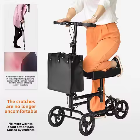 Four-Wheel Foldable Mobility Scooter for Elderly Seniors with Injuries Knee Walkers Scooter Walking 