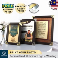 (JS Pewter) Custom Budget Plaque Solid Frame | Metal Plate | Penghargaan Cenderahati | Premium Plak | Cenderamata