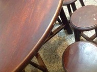 古董4尺梢楠圓桌（二塊板）＋12張烏心石原木椅