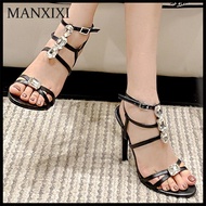 MANXIXI รองเท้าแตะต่างหูมุกรองเท้าส้นสูงผู้หญิงแฟชั่น11.5ซม. (ขนาด35-42)