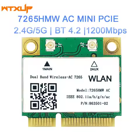 7265HMW 876Mbps Dual Band 2.4G+5G Wifi Wireless Mini PCI-E Card Bluetooth 4.0 for 7260 8260 8265 826