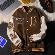 ZZOOI Embroider Letters N Men Varsity Bomber Jacket Oversize Vintage Y2k Baseball Coats Women Leathe