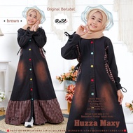 Huza Kids - Baju Muslim anak usia 8-11 th - Long Dress jeans anak - Maxy Dress anak mix Katun - Gami