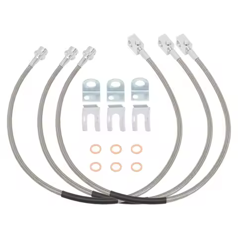 89715 Front Rear Stainless Brake Lines Kit For Jeep Wrangler- TJ YJ Cherokee- XJ 4-6 Inch Lift Off R