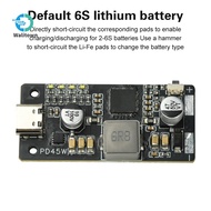 2-6S PD45W Lithium Battery / LiFePO4 Battery Charge and Discharge Module Support QC2.0/QC3.0/QC3.0+ 