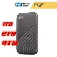 WD หนังสือเดินทางของฉัน1TB/2TB / 4TB หน่วยความจำภายนอก SSD สีเทา | SSD แบบพกพา | SDD | โซลิดสเตทไดรฟ