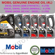 MOBIL GENUINE SYNTHETIC ENGINE OIL (4L) - 5W30, 10W40 (SEMI) / 10W30, 15W40, 20W50 (MINERAL) / 15W40