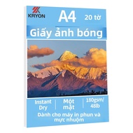 Giấy Ảnh Phủ Bóng Cao Cấp KRYON A4 8.3x11.7 Inch 20 Tờ 48Ib 180Gsm Dùng Cho Máy In Phun