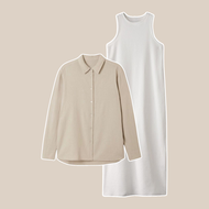 ONE SET 155 - (Inner Dress Kemeja Pashmina) Inner Gamis Tanpa Lengan-Gamis Kutung Spandek jersey-Gam